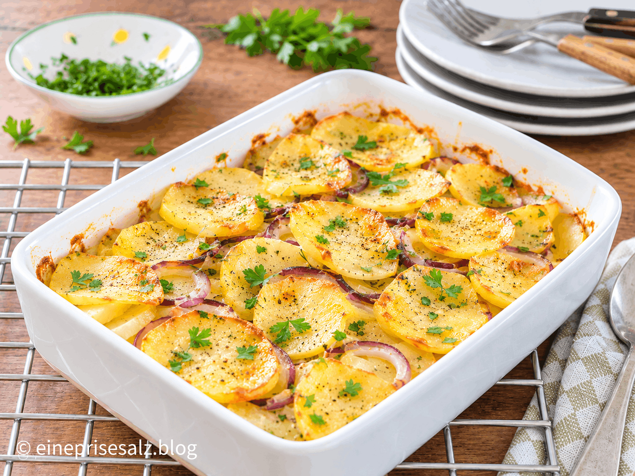 Kartoffelgratin ohne Sahne | Boulangère Kartoffeln