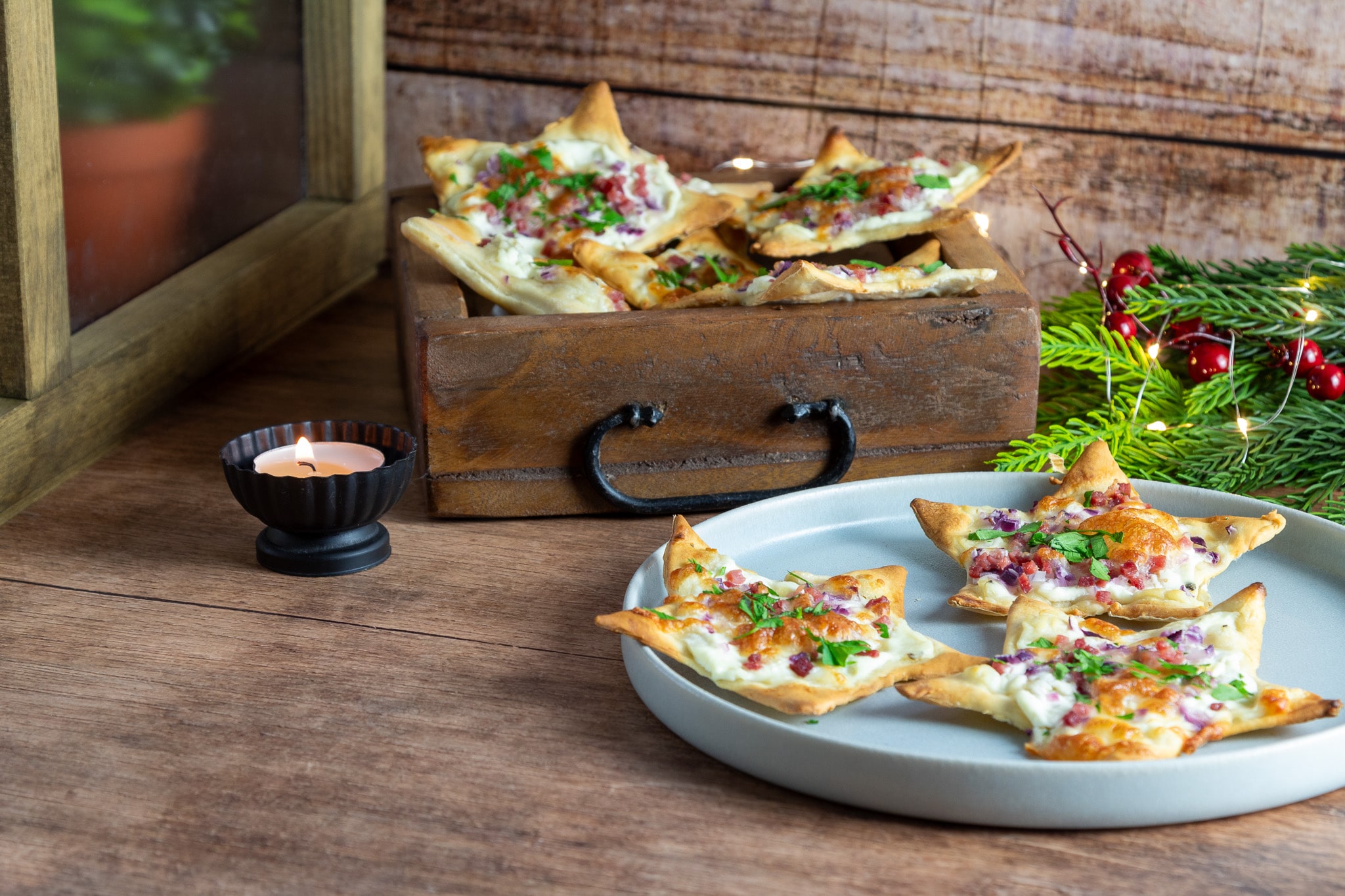 Flammkuchen Belag - Weihnachtliche Idee - Eine Prise Salz