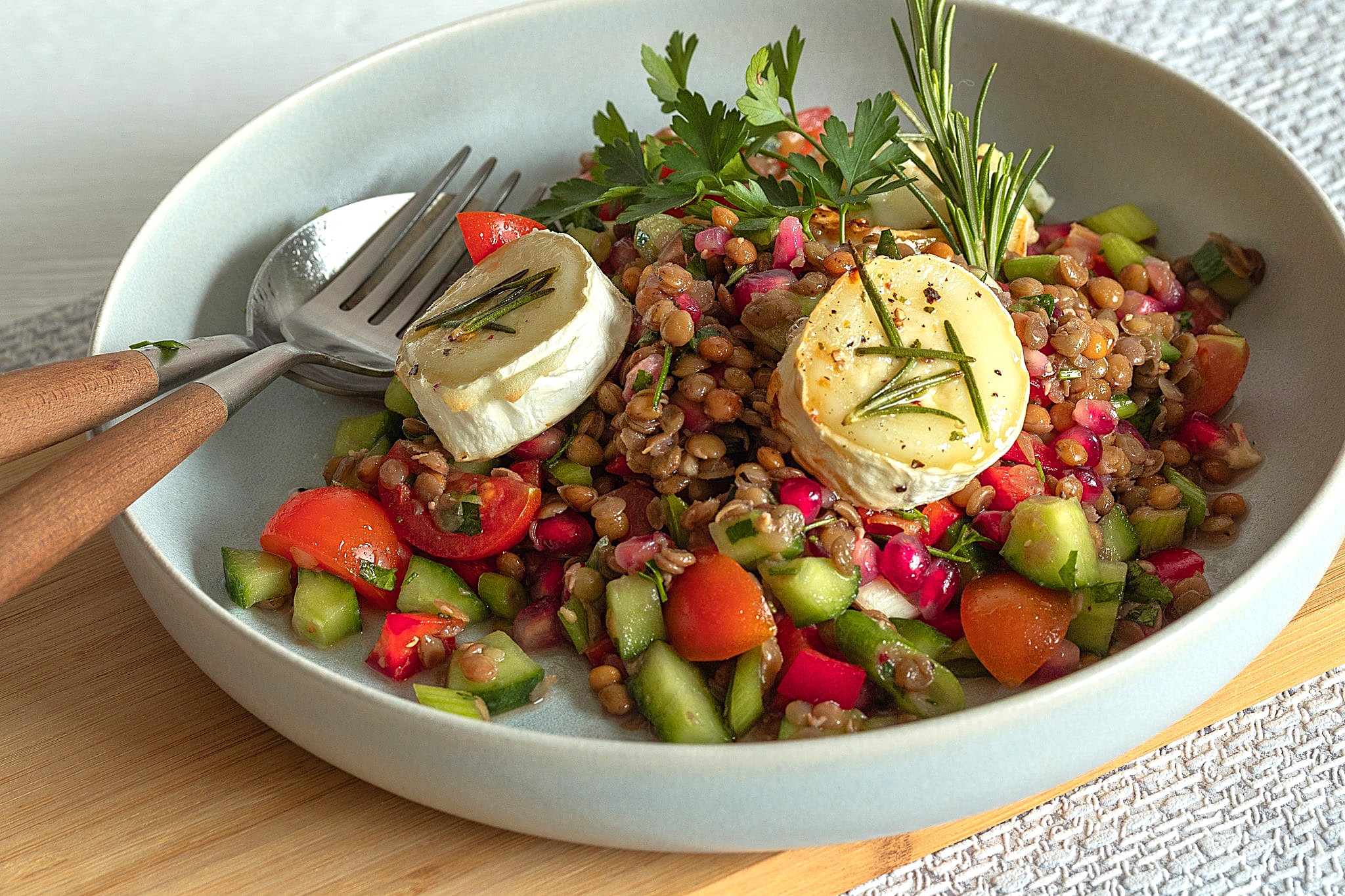 Linsen Salat - mit Ziegenkäse und Honig - Eine Prise Salz