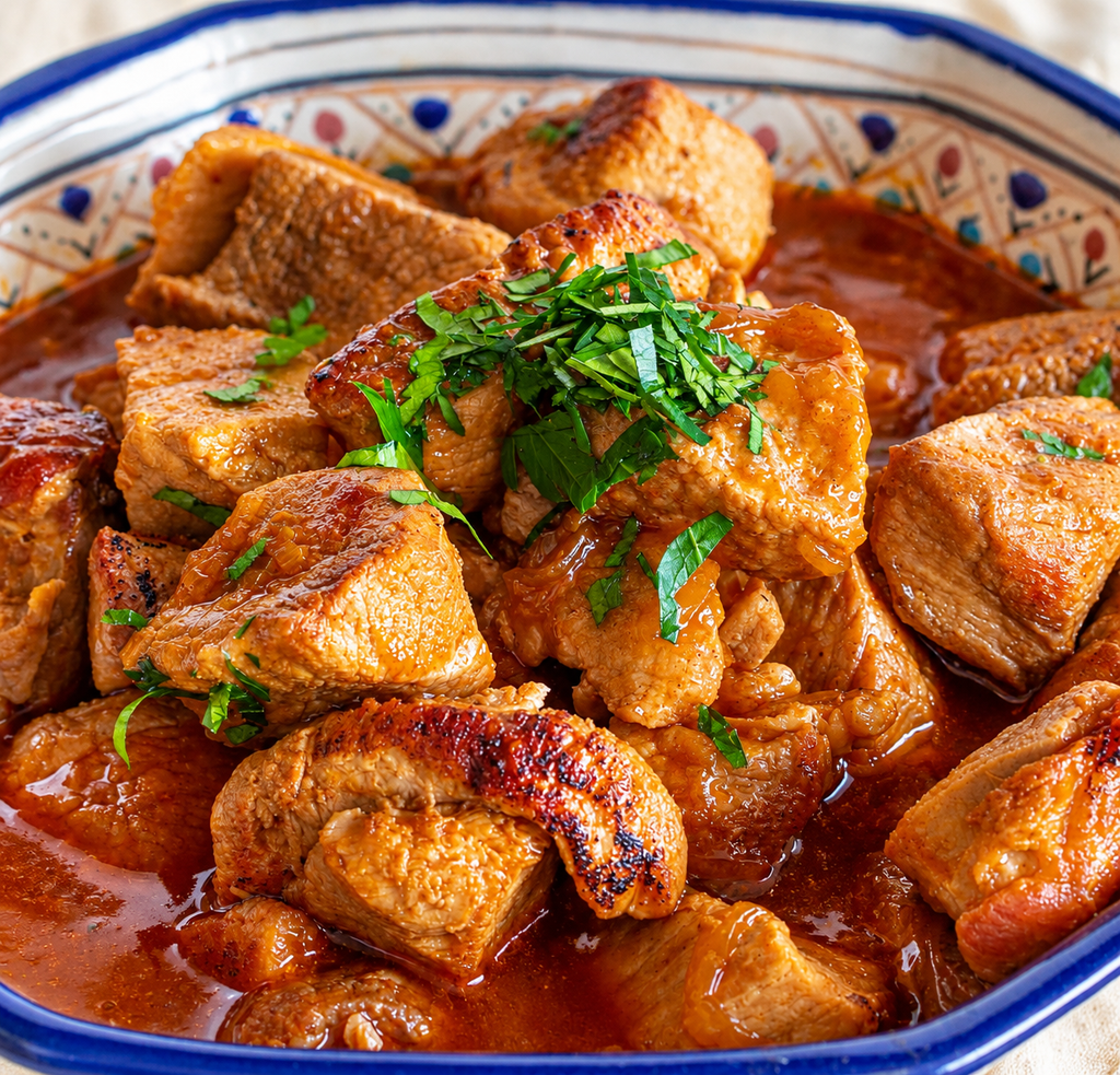 Schweinegulasch in der Schüssel - leckere Hausmannskost 