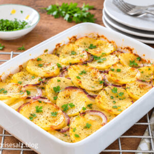 Kartoffelgratin mit Hühnerbrühe