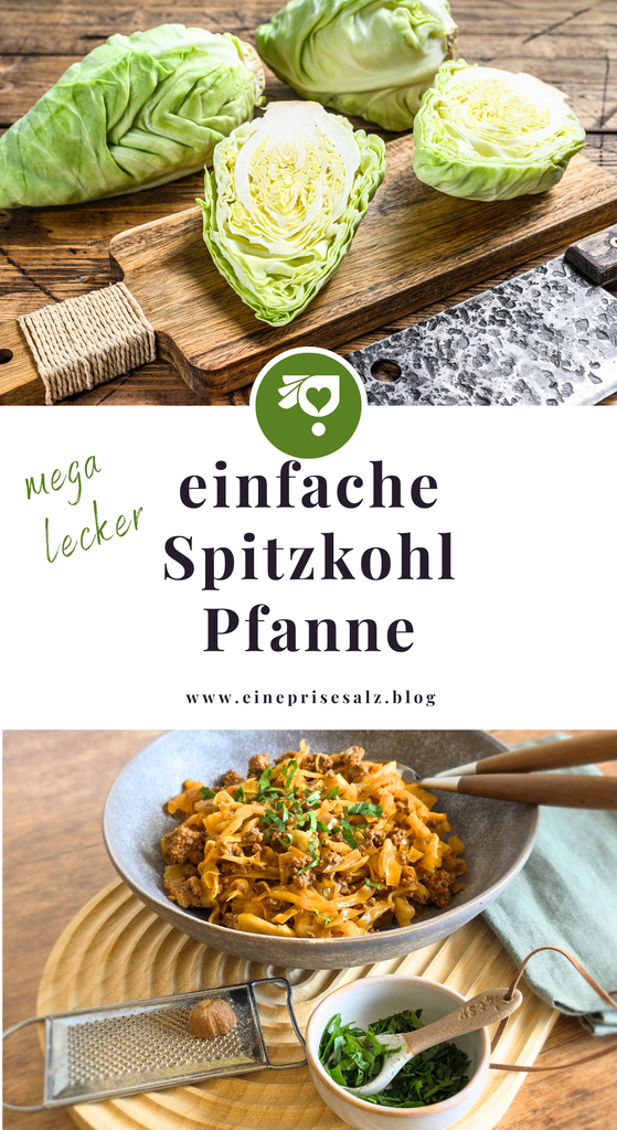 Spitzkohl-Hackfleisch-Pfanne mit Muskat und frischen Kräutern