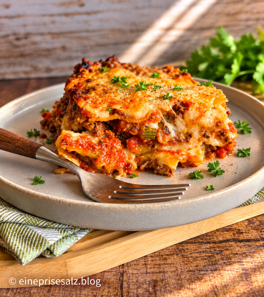 Goldbraune Lasagne mit Kräutern